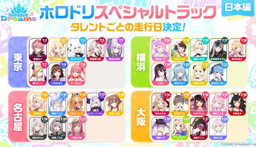 【7/3】hololive Dreams（ホロドリ）スペシャルトラック 日本編｜東京・横浜・名古屋・大阪の全走行スケジュールと担当タレント一覧